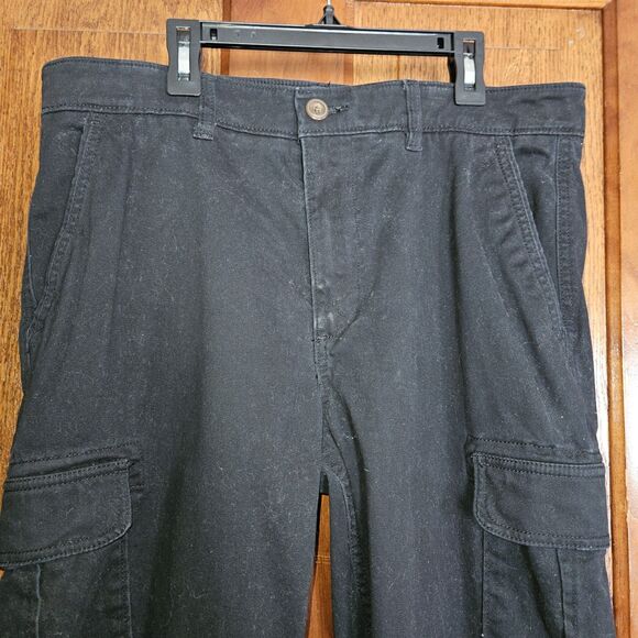 Men’s Sonoma Flexwear Straight Leg Black Cargo Khaki Pants 34x32 Utility Stretch - Picture 3 of 9